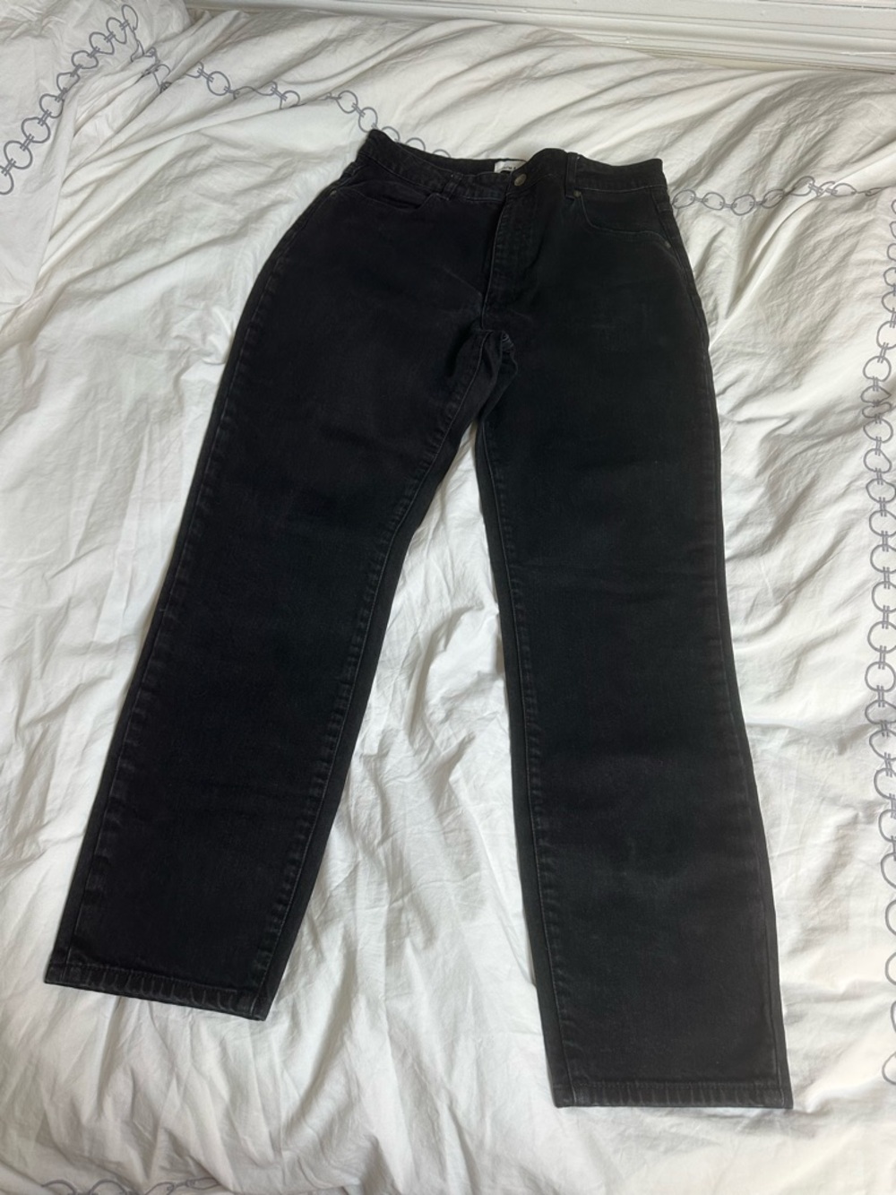 ROLLA'S Black High-Rise Straight Leg Duster Jeans